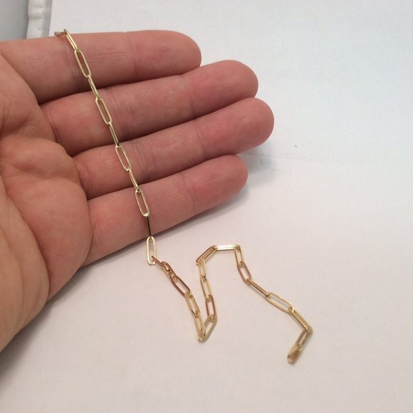 Solid 10K Genuine Real Yellow Gold PaperClip Ankle Bracelet 10'' Long  3mm 3.50g - Picture 6 of 7